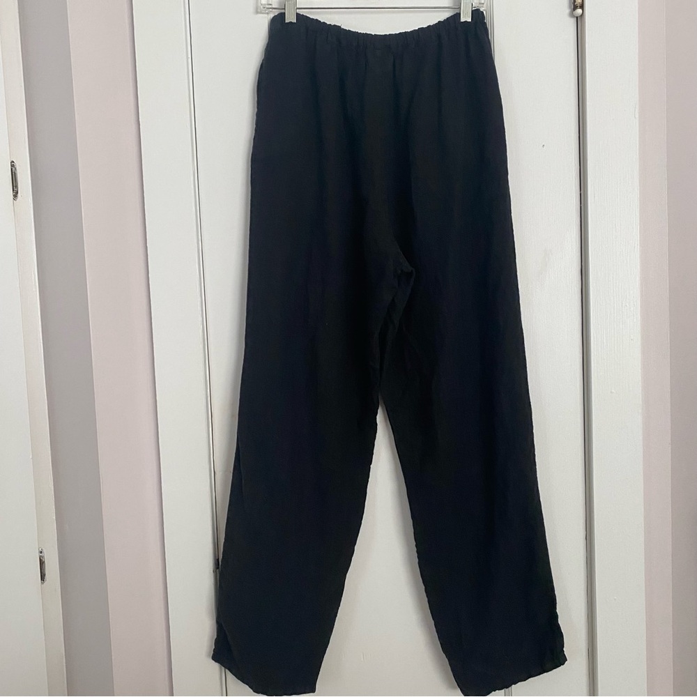 Black wide leg linen pants, women’s size L - Picture 5 of 7